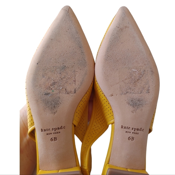 Kate Spade Yellow Sling Back Leather Flats - Picture 7 of 16